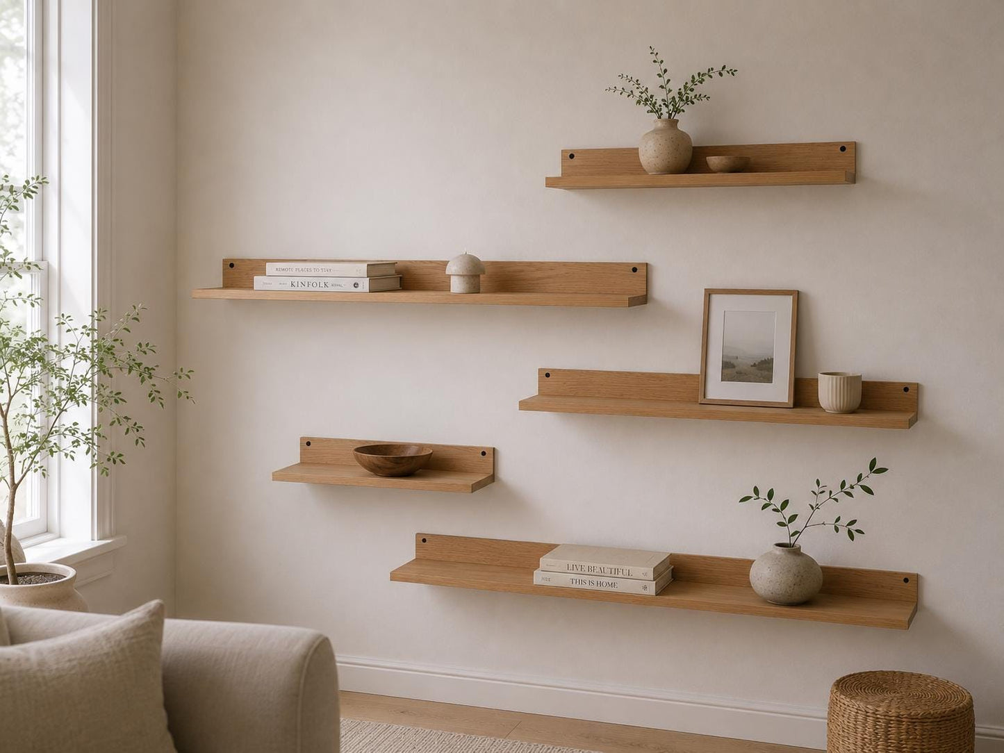 Minimalist Oak Wall Shelf | Modern Scandi Home Décor