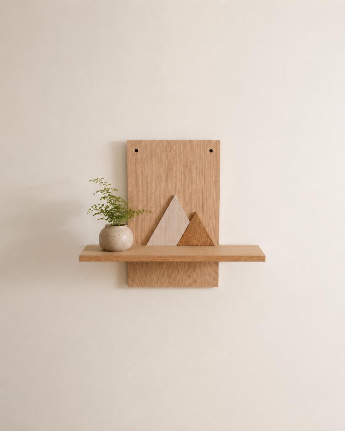 Handmade Oak Wall Shelf | Minimalist Mountain Shelf
